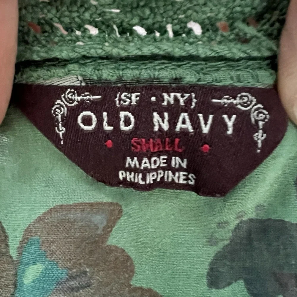 Vintage Y2K Old Navy Babydoll Top Womens‎ Small Green Floral Cottagecore Summer